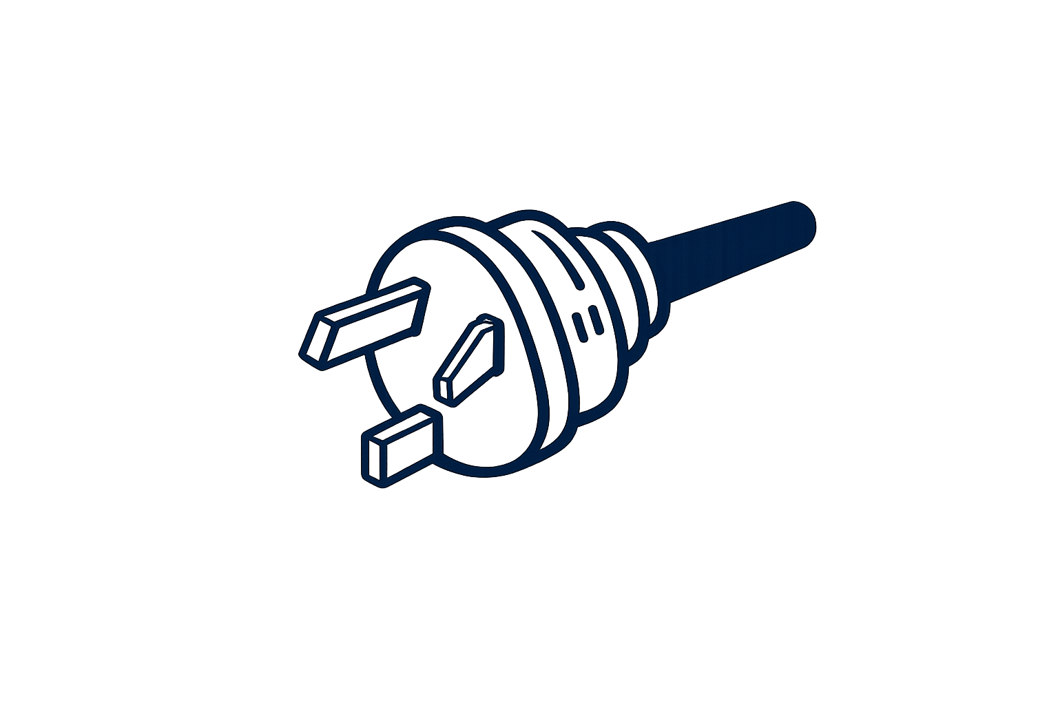 Three pin electrical plug and lead