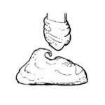 Epoxy at mayonnaise consistency clinging to a mixing stick with peaks falling over