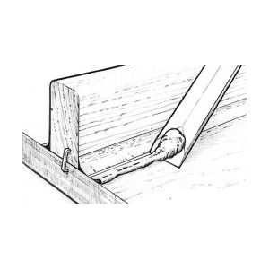 Diagram: scraping excess epoxy that has squeezed from the clamped joint.