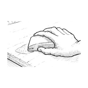 Diagram: sanding a cured epoxy surface to give paint a mechanical key.