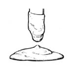 Epoxy at catsup consistency running slowly off a mixing stick