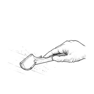 Diagram: dragging a foam tipping brush across fresh epoxy to smooth the stipple.
